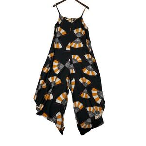 Sam and Jess Jumpsuit Size XL Black Parachute Pant Leg Rayon Breezy Loose‎